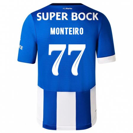 Kandiny Kinderen Rui Monteiro #77 Blauw Wit Thuisshirt Thuistenue 2023/24 T-Shirt België