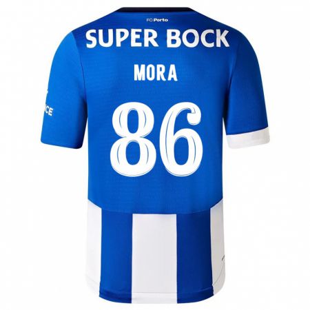 Kandiny Kinder Rodrigo Mora #86 Blau Weiss Heimtrikot Trikot 2023/24 T-Shirt Österreich