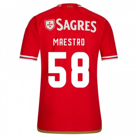 Kandiny Bambino Maglia Maestro #58 Rosso Kit Gara Home 2023/24 Maglietta