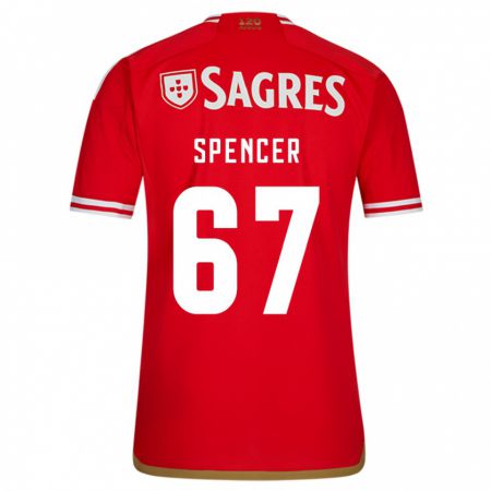 Kandiny Kinderen Diogo Spencer #67 Rood Thuisshirt Thuistenue 2023/24 T-Shirt België