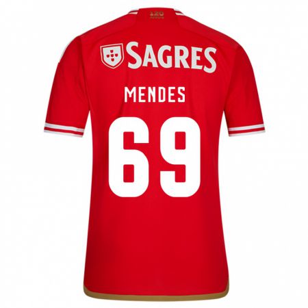 Kandiny Bambino Maglia Vladimir Mendes #69 Rosso Kit Gara Home 2023/24 Maglietta