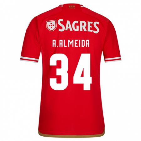 Kandiny Bambino Maglia Andre Almeida #34 Rosso Kit Gara Home 2023/24 Maglietta