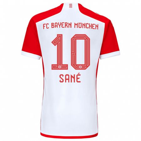 Kandiny Bambino Maglia Leroy Sané #10 Rosso Bianco Kit Gara Home 2023/24 Maglietta