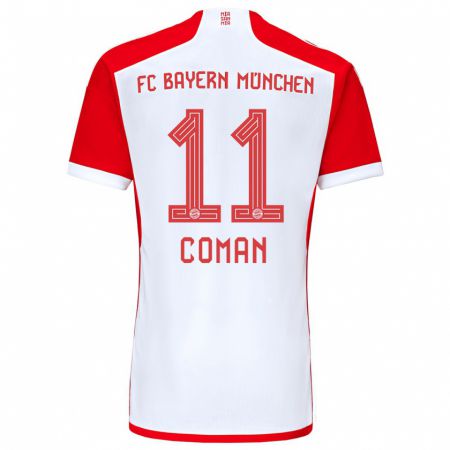 Kandiny Kinderen Kingsley Coman #11 Rood Wit Thuisshirt Thuistenue 2023/24 T-Shirt België