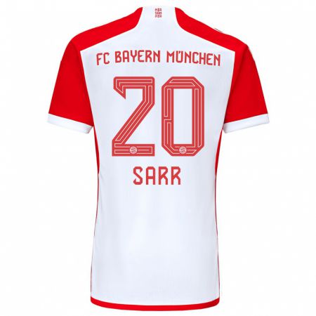 Kandiny Bambino Maglia Bouna Sarr #20 Rosso Bianco Kit Gara Home 2023/24 Maglietta