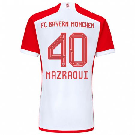 Kandiny Kinderen Noussair Mazraoui #40 Rood Wit Thuisshirt Thuistenue 2023/24 T-Shirt België