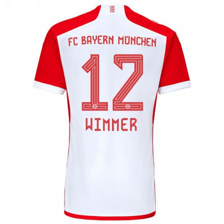 Kandiny Bambino Maglia Benedikt Wimmer #12 Rosso Bianco Kit Gara Home 2023/24 Maglietta