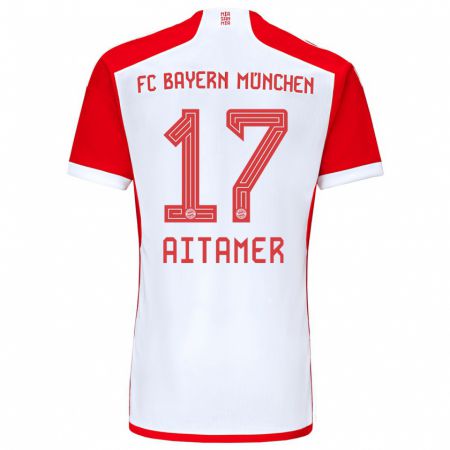 Kandiny Kinderen Younes Aitamer #17 Rood Wit Thuisshirt Thuistenue 2023/24 T-Shirt België