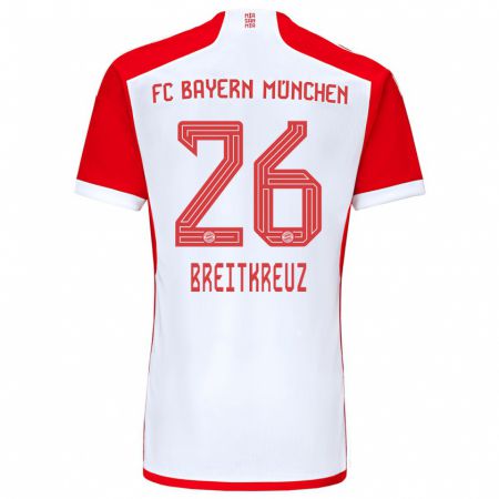 Kandiny Kinderen Steve Breitkreuz #26 Rood Wit Thuisshirt Thuistenue 2023/24 T-Shirt België