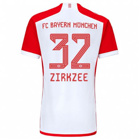 Kandiny Kinderen Joshua Zirkzee #32 Rood Wit Thuisshirt Thuistenue 2023/24 T-Shirt België