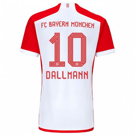 Kandiny Bambino Maglia Linda Dallmann #10 Rosso Bianco Kit Gara Home 2023/24 Maglietta