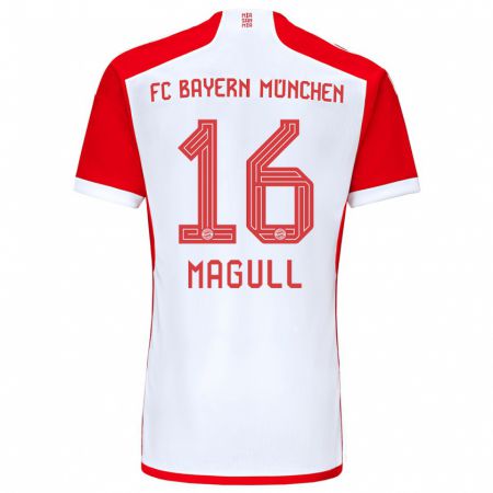 Kandiny Bambino Maglia Lina Magull #16 Rosso Bianco Kit Gara Home 2023/24 Maglietta