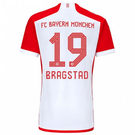 Kandiny Bambino Maglia Emilie Bragstad #19 Rosso Bianco Kit Gara Home 2023/24 Maglietta