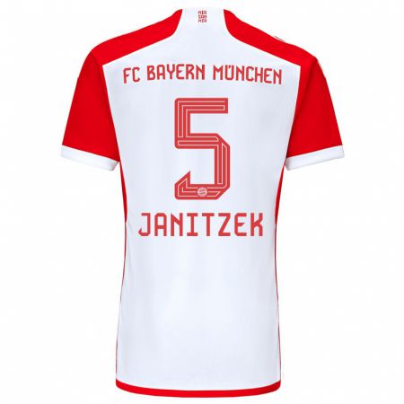 Kandiny Bambino Maglia Justin Janitzek #5 Rosso Bianco Kit Gara Home 2023/24 Maglietta