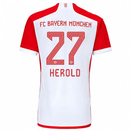 Kandiny Bambino Maglia David Herold #27 Rosso Bianco Kit Gara Home 2023/24 Maglietta