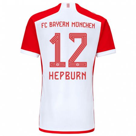 Kandiny Kinderen Barry Hepburn #12 Rood Wit Thuisshirt Thuistenue 2023/24 T-Shirt België