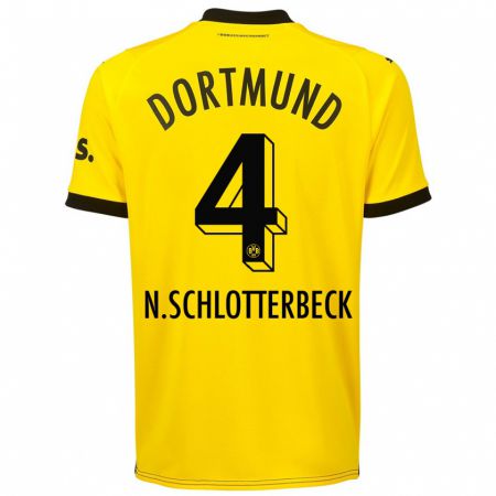 Kandiny Kinderen Nico Schlotterbeck #4 Geel Thuisshirt Thuistenue 2023/24 T-Shirt België