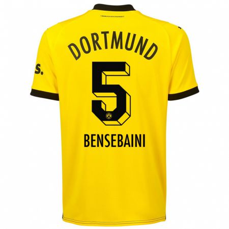 Kandiny Bambino Maglia Ramy Bensebaini #5 Giallo Kit Gara Home 2023/24 Maglietta