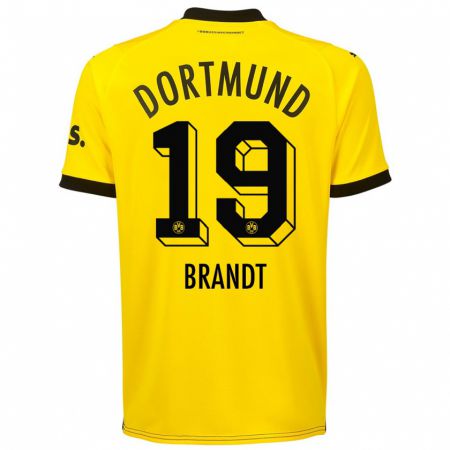 Kandiny Kinderen Julian Brandt #19 Geel Thuisshirt Thuistenue 2023/24 T-Shirt België