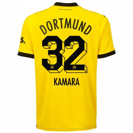 Kandiny Kinder Abdoulaye Kamara #32 Gelb Heimtrikot Trikot 2023/24 T-Shirt Österreich