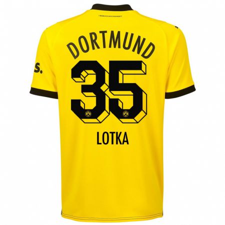 Kandiny Niño Camiseta Marcel Lotka #35 Amarillo 1ª Equipación 2023/24 La Camisa