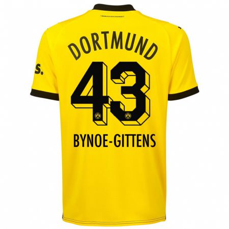 Kandiny Kinderen Jamie Bynoe-Gittens #43 Geel Thuisshirt Thuistenue 2023/24 T-Shirt België