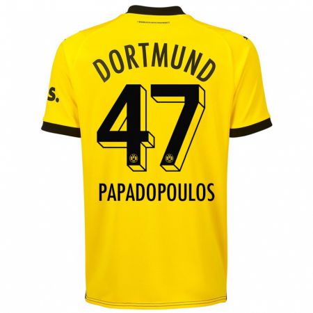 Kandiny Kinderen Antonios Papadopoulos #47 Geel Thuisshirt Thuistenue 2023/24 T-Shirt België