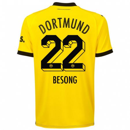 Kandiny Bambino Maglia Paul-Philipp Besong #22 Giallo Kit Gara Home 2023/24 Maglietta