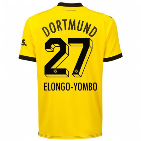 Kandiny Dzieci Rodney Elongo-Yombo #27 Żółty Domowa Koszulka 2023/24 Koszulki Klubowe