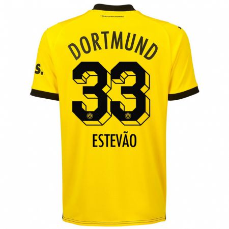 Kandiny Kinder Tiago Estevão #33 Gelb Heimtrikot Trikot 2023/24 T-Shirt Österreich