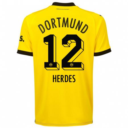 Kandiny Bambino Maglia Leon Herdes #12 Giallo Kit Gara Home 2023/24 Maglietta