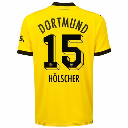 Kandiny Bambino Maglia Mats Hölscher #15 Giallo Kit Gara Home 2023/24 Maglietta