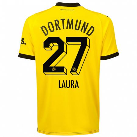 Kandiny Niño Camiseta Van Der Heijden Laura #27 Amarillo 1ª Equipación 2023/24 La Camisa