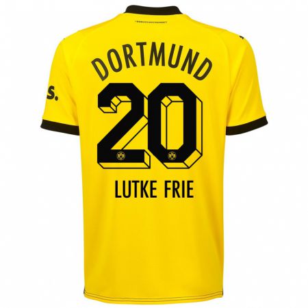 Kandiny Niño Camiseta Dennis Lutke-Frie #20 Amarillo 1ª Equipación 2023/24 La Camisa