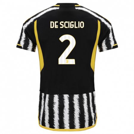 Kandiny Bambino Maglia Mattia De Sciglio #2 Nero Bianco Kit Gara Home 2023/24 Maglietta