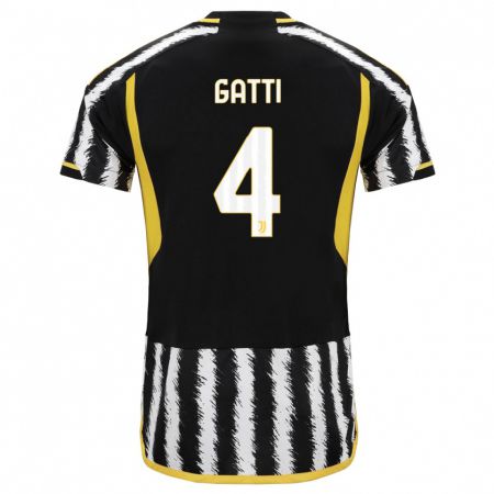 Kandiny Bambino Maglia Federico Gatti #4 Nero Bianco Kit Gara Home 2023/24 Maglietta