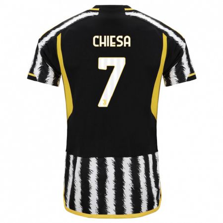 Kandiny Kinderen Federico Chiesa #7 Zwart Wit Thuisshirt Thuistenue 2023/24 T-Shirt België