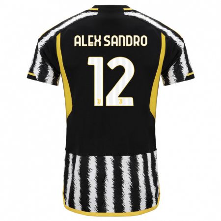 Kandiny Kinderen Alex Sandro #12 Zwart Wit Thuisshirt Thuistenue 2023/24 T-Shirt België