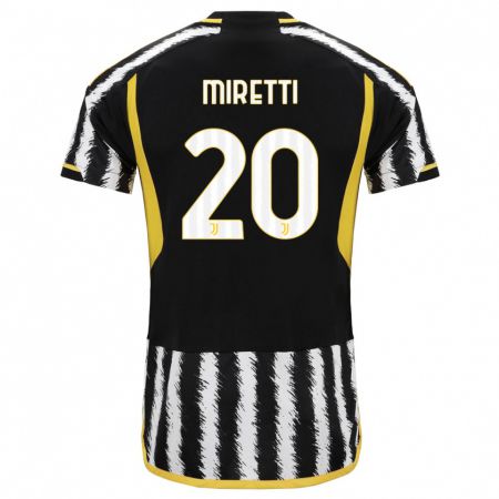 Kandiny Kinderen Fabio Miretti #20 Zwart Wit Thuisshirt Thuistenue 2023/24 T-Shirt België