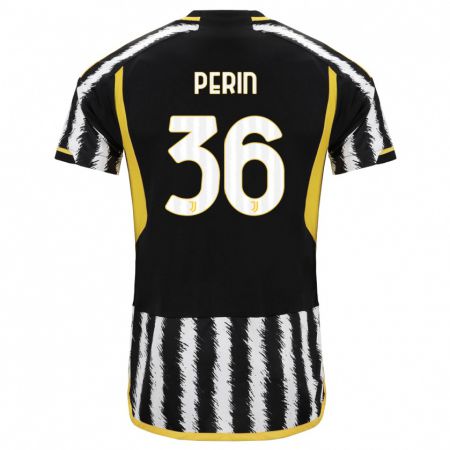 Kandiny Niño Camiseta Mattia Perin #36 Blanco Negro 1ª Equipación 2023/24 La Camisa