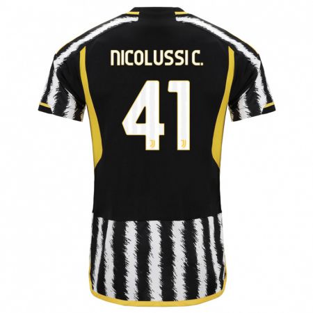 Kandiny Bambino Maglia Hans Nicolussi Caviglia #41 Nero Bianco Kit Gara Home 2023/24 Maglietta