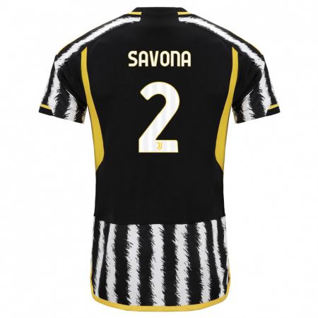 Kandiny Bambino Maglia Nicolò Savona #2 Nero Bianco Kit Gara Home 2023/24 Maglietta