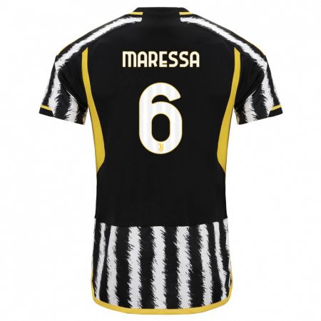 Kandiny Niño Camiseta Tommaso Maressa #6 Blanco Negro 1ª Equipación 2023/24 La Camisa