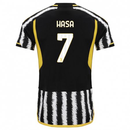 Kandiny Bambino Maglia Luis Hasa #7 Nero Bianco Kit Gara Home 2023/24 Maglietta