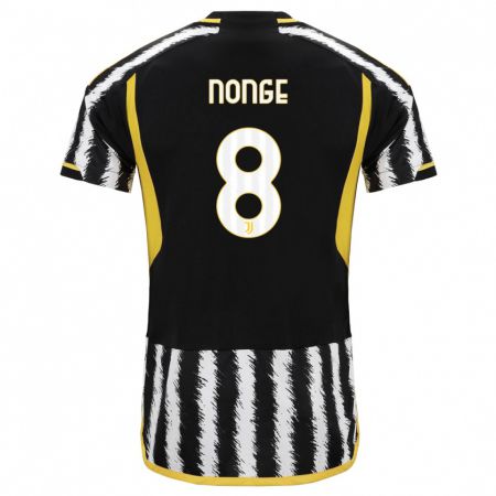 Kandiny Niño Camiseta Joseph Nonge #8 Blanco Negro 1ª Equipación 2023/24 La Camisa