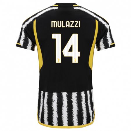 Kandiny Kinderen Gabriele Mulazzi #14 Zwart Wit Thuisshirt Thuistenue 2023/24 T-Shirt België