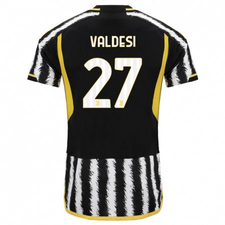 Kandiny Bambino Maglia Andrea Valdesi #27 Nero Bianco Kit Gara Home 2023/24 Maglietta