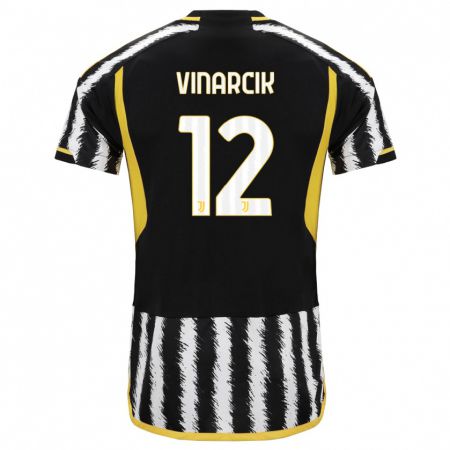 Kandiny Kinder Jakub Vinarcik #12 Schwarz-Weiss Heimtrikot Trikot 2023/24 T-Shirt Österreich