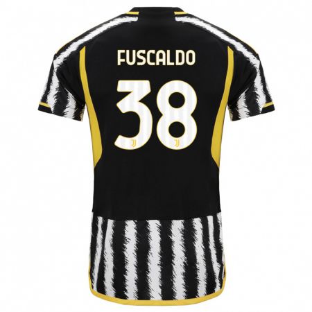 Kandiny Niño Camiseta Matteo Fuscaldo #38 Blanco Negro 1ª Equipación 2023/24 La Camisa