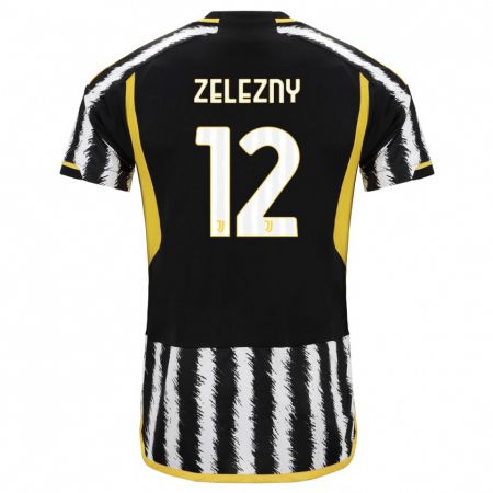 Kandiny Kinderen Radoslaw Zelezny #12 Zwart Wit Thuisshirt Thuistenue 2023/24 T-Shirt België